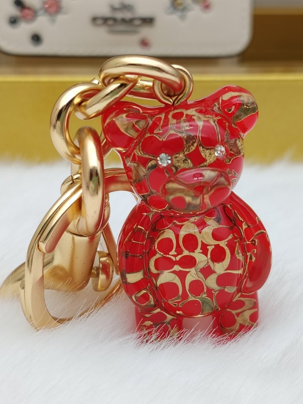 Coach Resin Gummy Bear Bag Charm Gold/Wine CK062 Keychain Coach Bag Accessories - Picture 2 of 8